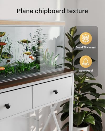Fish Tank Stand 29 Gallon: Sturdy Aquarium Stand with Accessories Storage - Metal Fish Tank Table for 20-29 Gallon Reptile Breeder Turtle Terrarium - 30.7"x16.5" Weight Capacity 330 lbs