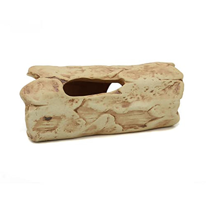 Aquarium Decorations Log Betta Fish Tank Accessories Ceramic Cave, Betta Fish Toys Decor Hideout for Shrimp Cichlid Hiding Breeding