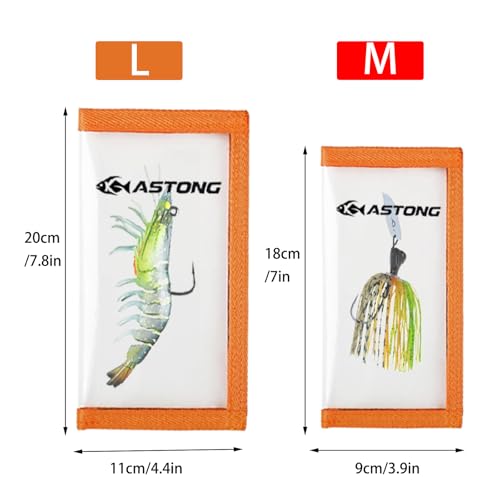 Clear PVC Fishing Lure Wraps 4/10 Pack See-through Lure Covers Durable Fishing Hook Bait Storage Protectors Keeps Children, Pets and Fishermen from Sharp Hook 2 Size (4Pcs(2M+2L), Orange)