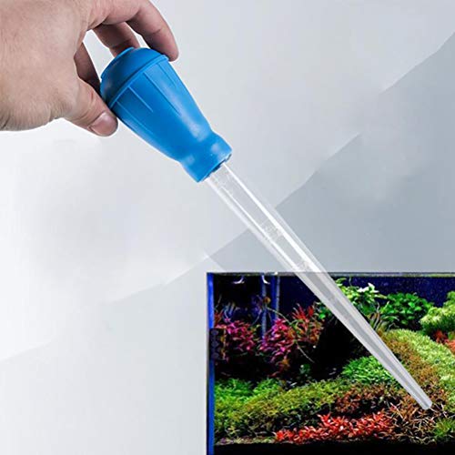Haofy Mini Fish Dust Remover, 30ml 11in Manual Water Changer Dropper Tool for Shrimp, Daphnia, with Precise Measurement, Liquid Additive, Plastic Material, (Blue)