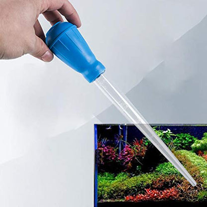 Haofy Mini Fish Dust Remover, 30ml 11in Manual Water Changer Dropper Tool for Shrimp, Daphnia, with Precise Measurement, Liquid Additive, Plastic Material, (Blue)