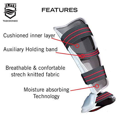 ELITE – Taekwondo Shin & Instep Guard for Kids & Adults (TKD Protector) - size: Xtra Small