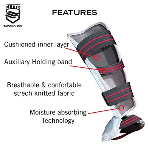 ELITE – Taekwondo Shin & Instep Guard for Kids & Adults (TKD Protector) - size: Xtra Large