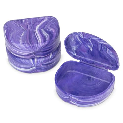 Practicon Marble Retainer Cases, Orthodontic Aligner Case, Mouth Guard Holder (3 Pack) (Purple) - color: Purple