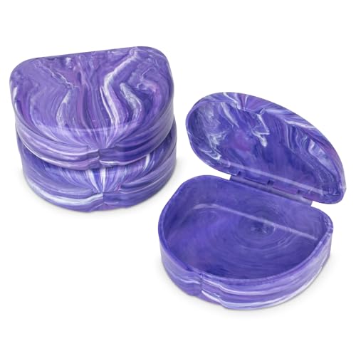 Practicon Marble Retainer Cases, Orthodontic Aligner Case, Mouth Guard Holder (3 Pack) (Purple) - color: Purple
