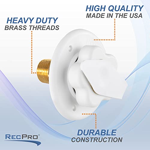 RecPro RV White City Water Fill Inlet Flange Brass with Check Valve | Made in America (No Hose Elbow)
