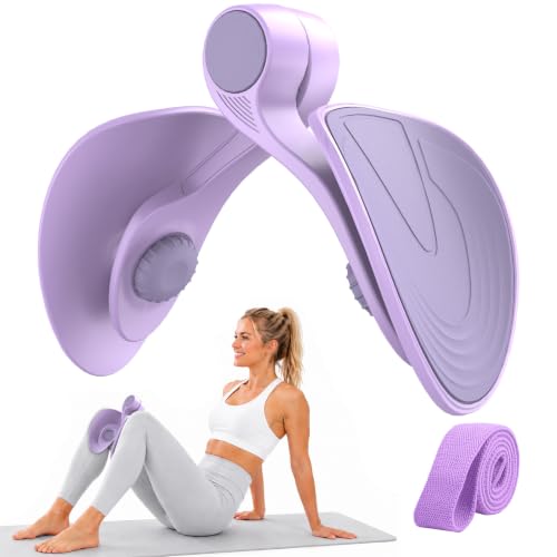 Pelvic Floor Exercise Devices 35lb Resistance Kegel Thigh Trainer with Band | Pelvic Floor Muscle Training, Inner Thigh Exerciser, Postpartum Recovery Support for Women, Suitable for Women and Men - color: Purple