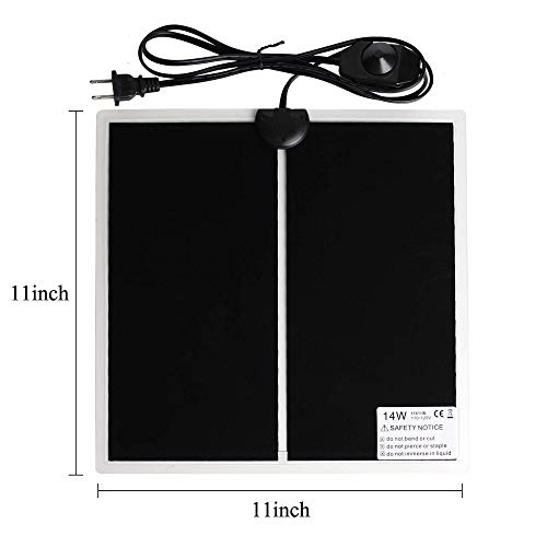 KABASI Reptile Heating Pad, 14W 11x11 inch Waterproof Reptile Heat Pad Under Tank Terrarium with Temperature Control, Safety Adjustable Reptile Heat Mat for Turtle, Tortoise, Snakes, Lizard, Gecko - color: 14W-11x11 in