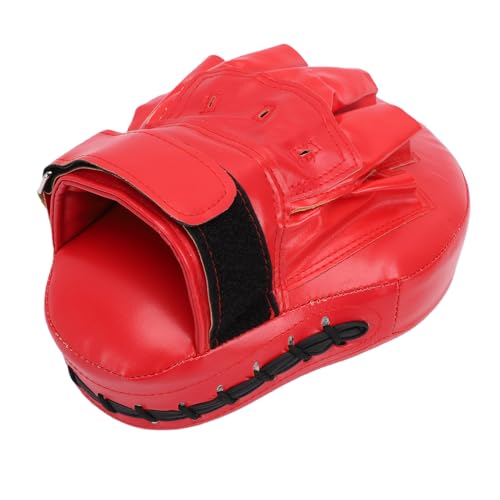 RiToEasysports Boxing Punching Mitt, PU Leather Curved Boxing Pad with Adjustable Strap, Training Hand Pad for Taekwondo Muay Thai, Adults Kids All Skill Levels - color: Red