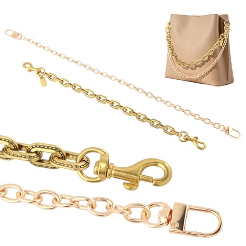 2 Pack Metal Bag Extender Chains, Decorative Handbag Chain Straps with Clip-On Clasps for Crossbody Bags, Purses, Wallets & Jeans