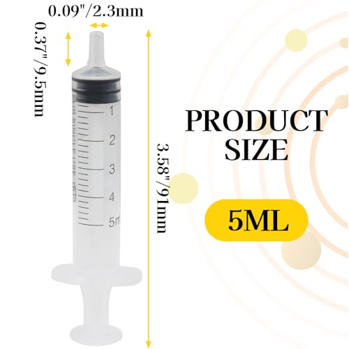 5ml Small Syringes Without Needle, 12 Pack Plastic Syringe with Cap for Pet Feeding, Scientific Labs, Glue, Oil & Precise Liquid Measurement - size: 5ml