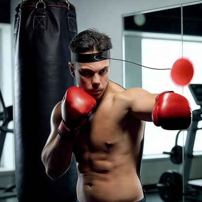 PU Boxing Reflex Ball Set, Portable Boxing Training Ball with Adjustable Headband for Home Workout Fitness Training Boxing Reflex Ball Headband Set for Adults Kids