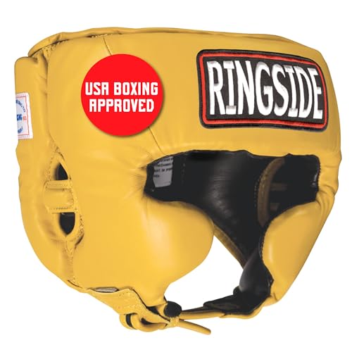 Ringside Competition Boxing Muay Thai MMA Sparring Head Protection Headgear with Cheeks - color: Gold, size: Large