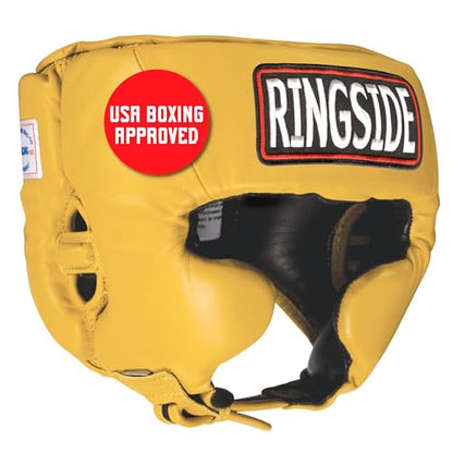 Ringside Competition Boxing Muay Thai MMA Sparring Head Protection Headgear with Cheeks - color: Gold, size: X-Large