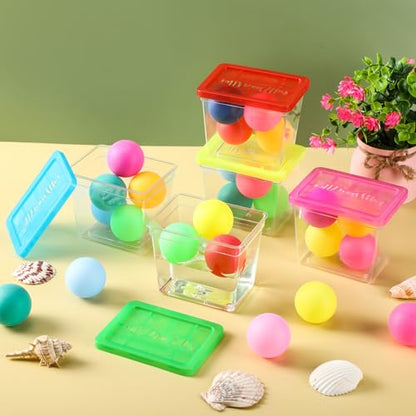 20 Set 12oz Plastic Fish Bowls with 100 Table Tennis Carnival Game Favors Rectangle Gold Fish Bowls with Multicolor Balls Reptile Terrariums Cage for Kids Carnival Game Party Activity Prize