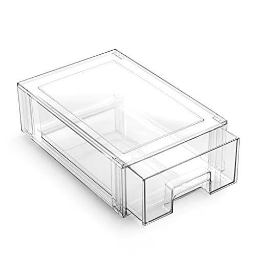 BINO | Stackable Storage Drawers, Small - Clear | THE CRATE COLLECTION | Storage Bins With Drawers | Bathroom Organizers | Under Sink Organizer | Vanity Cabinet Home Organization - size: Small