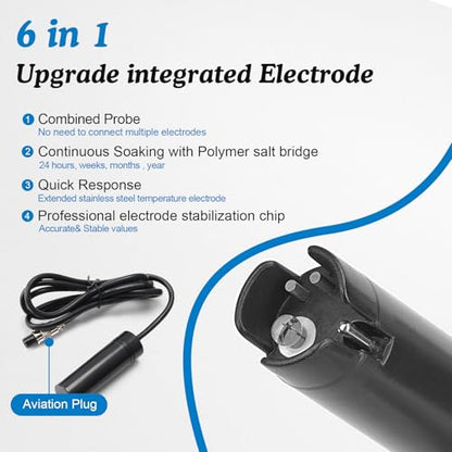 Hydroponic ppm pH Monitor, WiFi 6 in 1 pH EC Meter for Hydroponics Growing System,Continuous Monitoring pH PPM EC CF Humidity Temp of DWC Grow System Water Reservoir Tank Aeroponic Garden Aquarium - color: Blue Hydroponic Meter