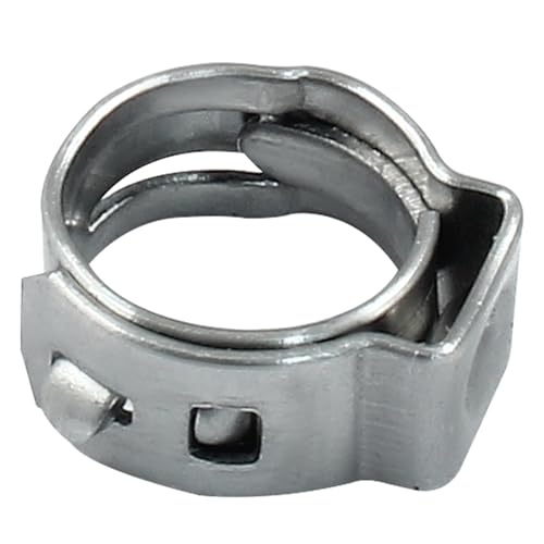 Litoexpe 50 Pcs Single Ear Hose Clamp 7.0mm-8.7mm, Hose Crimp Clamps Ear Crimp Rings, Stainless Steel Pinch Clamp for Securing Pipe Hoses and Automotive - size: 7mm-8.7mm