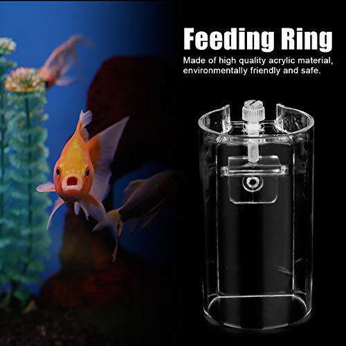 Pssopp Aquarium Fish Feeder, Transparent Acrylic Floating Food Circle Feeding Station