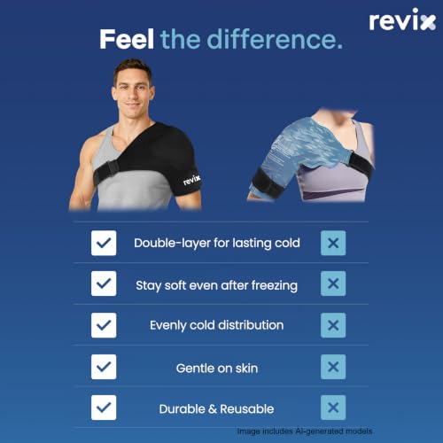 REVIX XL Shoulder Ice Pack Wrap for Rotator Cuff, with Removable Gel Pack - size: XL, style: With Removable Gel Pack