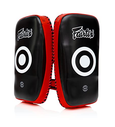Fairtex Curved Muay Thai Pads, Kickboxing Punching Kicking Striking Shield - color: Black/Red, size: Standard