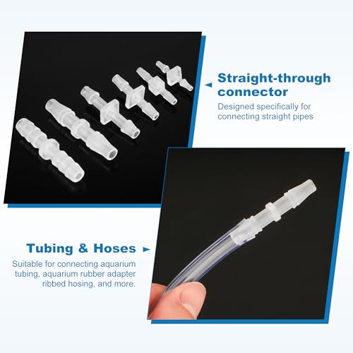 28Pcs PVC Clear Tubing Kit 4 Sizes (2mm 3mm 4mm 5mm ID) + 24PCS Plastic Hose Barb Fittings 6 Sizes (M1.6 M2.4 M3.2 M3.9 M4.8 M5) for Aquarium Fish Tank Air Conditioning Drainage Water Pump - size: 2-5mm ID