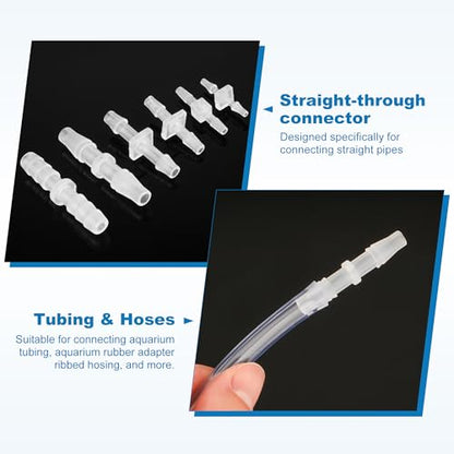 28Pcs PVC Clear Tubing Kit 4 Sizes (2mm 3mm 4mm 5mm ID) + 24PCS Plastic Hose Barb Fittings 6 Sizes (M1.6 M2.4 M3.2 M3.9 M4.8 M5) for Aquarium Fish Tank Air Conditioning Drainage Water Pump - size: 2-5mm ID