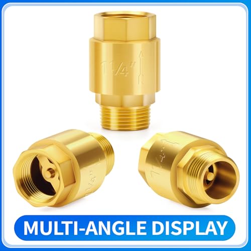 ChillWaves Brass In-Line Spring Check Valve 1-1/4" NPT Male x 1-1/4" NPT Female Thread, One-Way Non-return Vertical Check Valve for Backflow Prevention(1-PACK) - size: 1-1/4" MNPT x 1-1/4" FNPT, style: PACK OF 1