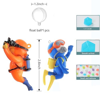 Muzero Fish Tank Decorations Aquarium Floating Diver,100 Luminous Stone Glow in The Dark Pebble and 2 Floating Ornaments Accessories for Fish Tank Decor