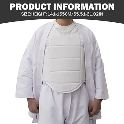 Karate Chest Guard, Polyester Sanda Rib Armour Adjustable Body Protector for 1.41-1.55m Kids Training