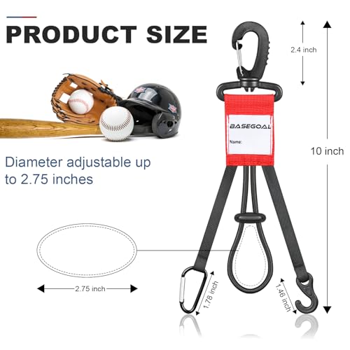 BaseGoal 3 in 1 Baseball Dugout Organizer Accessories,Bag Holder for Fence - color: Red