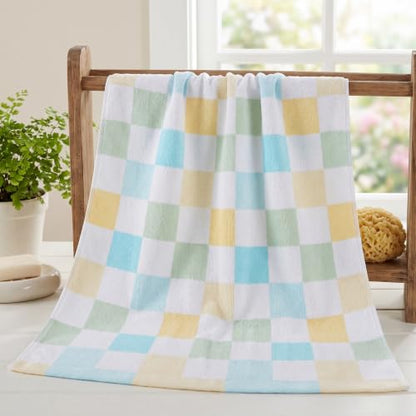 Face Cloths, Soft Wash Cloth for Washing Face, Lightweight Plaid Cotton Face Towels, Quick Dry Absorbent Facial Cleansing Cloths, for Bathroom Daily Skincare, Green Checkered Design(9.8 x 19.7 Inch) - color: Green