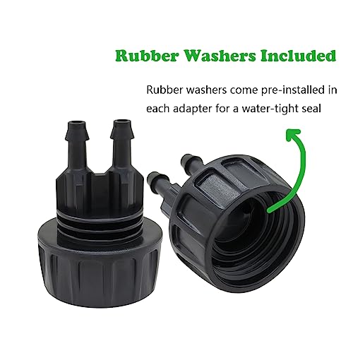 4PCS 1/4 Inch Drip Irrigation Tubing to Faucet Garden Hose Adapters Convert 3/4 Inch to 1/4 Inch 2 Barbs Drip Hose Connectors Fittings for Garden Supplies - size: 1/4 inch-2 Barb