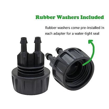 4PCS 1/4 Inch Drip Irrigation Tubing to Faucet Garden Hose Adapters Convert 3/4 Inch to 1/4 Inch 2 Barbs Drip Hose Connectors Fittings for Garden Supplies - size: 1/4 inch-2 Barb
