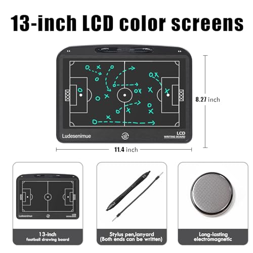 Electronic Soccer Coaching Board - 13.5 inch LCD Soccer Tactics Board - size: 8"W x 11"H