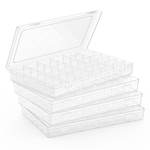 1 Pack Plastic Organizer Container Box, 36 Grids Clear Plastic Parts Organizer Box, for Beads, Art DIY, Crafts, Jewelry, Fishing Tackle with Label Stickers