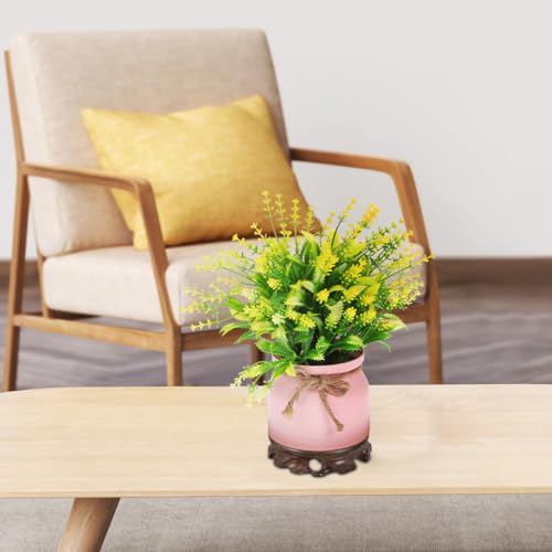 KALLORY Wooden Plant Stand Small round Planter Tray Decorative Vase Display Pedestal Blackwood Base 9.8cm Diameter 2.5cm Height for Indoor Aquarium and Bonsai