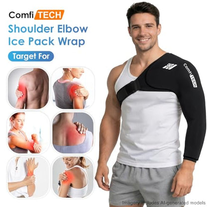 ComfiTECH Reusable Shoulder Arm Ice Pack Wrap for Pitcher & Recovery, XL - size: Extra Large, style: Black