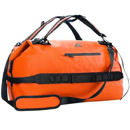 Haimont IPX7 Waterproof Roll-Top Dry Duffel Backpack Bag - color: Orange, size: 90L