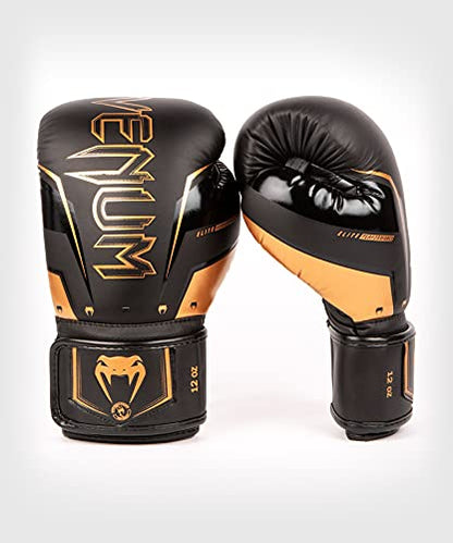 Venum Elite Evo Boxhandschuhe - color: Black/Bronze, size: 12 oz