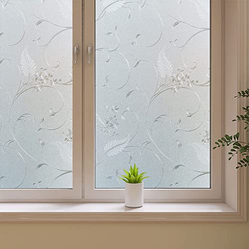 Frosted Privacy Glass Window Film, Vinyl Decorative Window Decals, Static Clings No-Glue Removable Window Film for Home Bathroom Living Room (17.5 x 78.7 inch) - size: 17.5'' x 78.7'' (44.5 x 200 cm)
