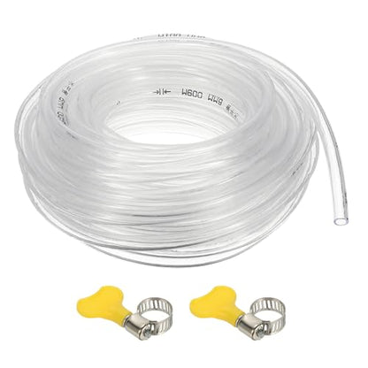 PATIKIL PVC Vinyl Tubing, 1/4"ID x 5/16"OD Flexible Clear Plastic Tube with 2 Hose Clamps, Hose Line Pipe for Multipurpose Industrial Vinyl Aquarium, 33FT - size: 1/4" ID 33FT