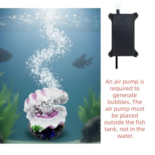 Fish Tank Bubbler Decorations,Mini Cute Pink Shell Decor,Aquarium Decor with Air Stone for Small Fish Tank Bubblers