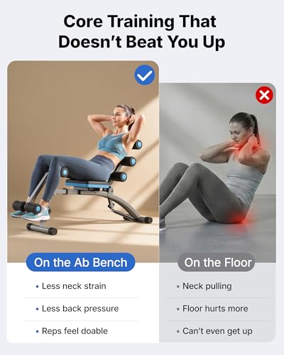 MERACH Ab Machine, Adjustable Ab Trainer, Sit Up Exercise Equipment 300LBS - color: Black Blue