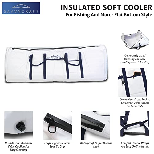 Savvycraft Waterproof Leakproof Insulated Fish Kill Bag, Heavy Duty Soft Fish Storage Bag with Easy Grip Handles, White 72" L x 14" W x 25" H - style: Flat Bottom: 72"l X 14"w X 25"h