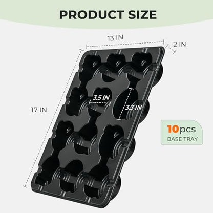 4 Inch Seed Starting Trays 10 Pack, 12-Cell Seedling Starter Trays for Indoor Outdoor Growing, Plant Starter Germination Trays for Pots Seedlings 4" Opening Compatible Pots - size: 4 Inch, style: 10 Pack Seed Starter Tray