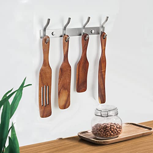 12 Inch Coat Rack Wall Mount with 4 Hooks, Silver Coat Hooks - color: Silver, size: 4 Hooks