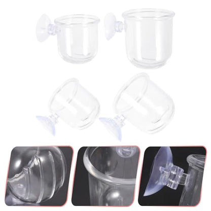 VALICLUD 4pcs Glass Feeding Cups Fish Food Dish Water Grass Container Aquarium Tank Feeder Multi-Function Fish Feeding Food Holder for Betta and Shrimp