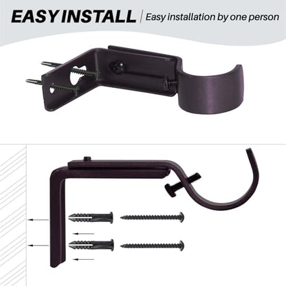 Curtain Rod Bracket Heavy Duty Adjustable Window Hardware Rod Holders Hanger for 1 inch Rods, Set of 3 (Bronze-Adjustable) - color: Bronze-Adjustable