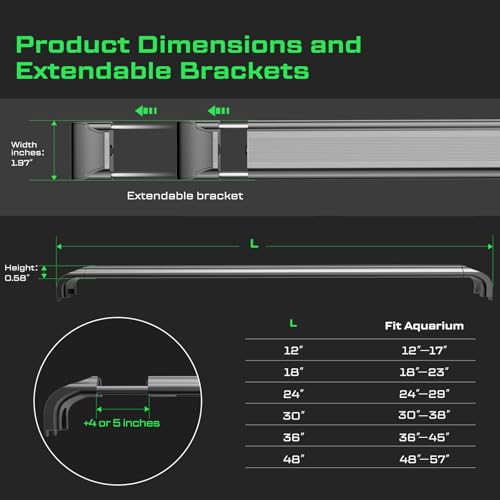 LED Aquarium Light with Remote, IP67 Waterproof Freshwater Planted Grow Light, Full Spectrum Fish Tank Light with Timer, Dimmable RGB+W, Upgrade Appearance, High Performance (48-57inch) - size: 48-57inch